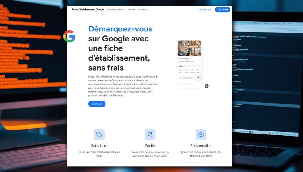 carte google maps avec les trois premières fiches d'une recherche