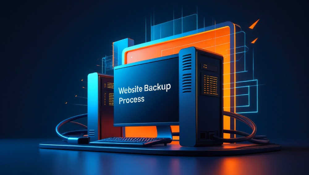 représentation d'une sauvegarde de site web sur disque dur externe