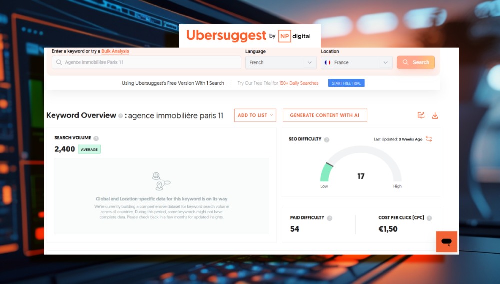 Exemple tiré de la page UberSuggest