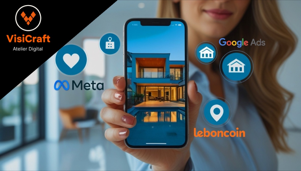 Marketing digital immobilier : SEO, Meta Ads, Google Ads, Leboncoin pour agences immobilières